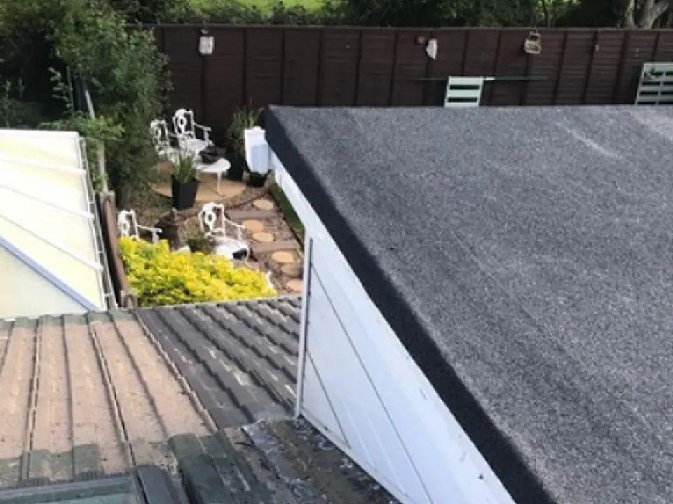 Completed flat roof seen from the garden